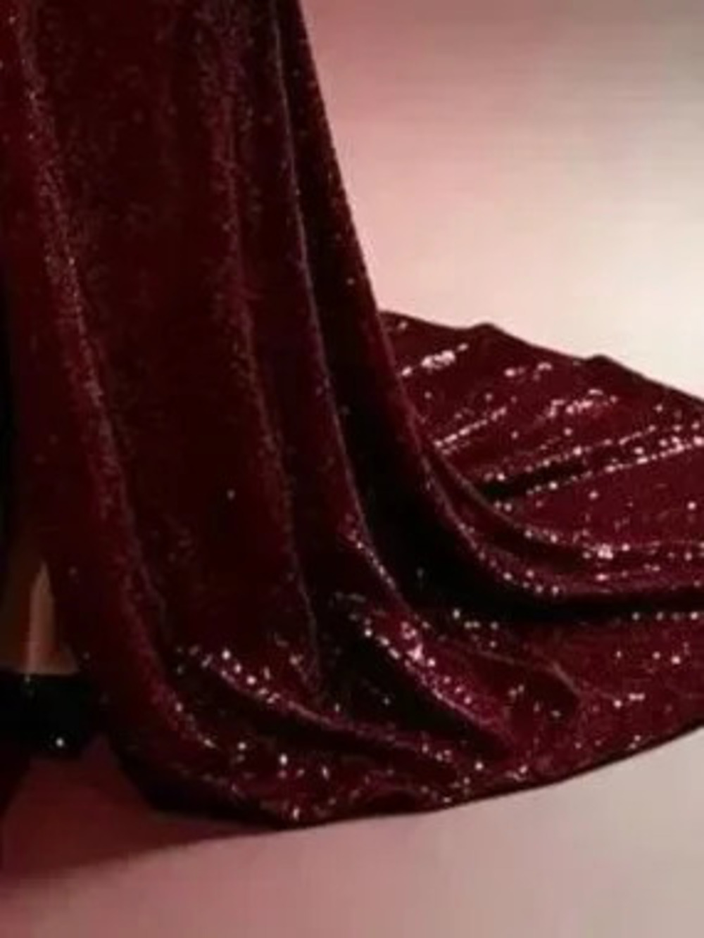 Burgundy Elegant Women's Sequin Maxi Party Dress with Thigh Slit